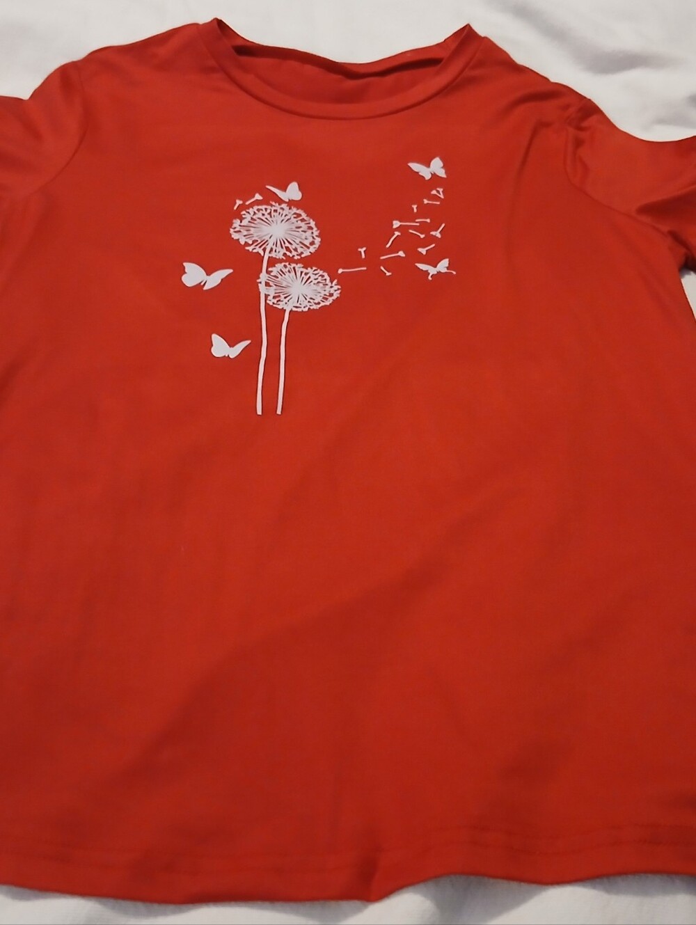 NWOT SHEIN Red Short-Sleeve Dandelion & Butterfly Graphic Tee.